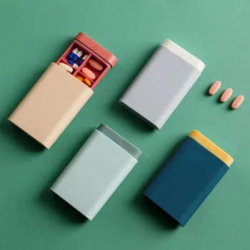 6 Отделения Модерна Преносима кутия за хапчета в скандинавски стил Таблетница Опаковка за таблетки, Кутии за лекарства Дозиращият Медицински Комплект Органайзер