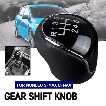 6-Степенна Кожена Дръжка на скоростния Дръжка на скоростния Калъф за ски багажник Ford Mondeo IV на S-MAX, C-MAX, Transit Focus MK3 MK4 Kuga