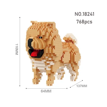 768psc Карикатура на Животните Чау-Чау е Куче 3D Модел на сградата Блок на Домашен Любимец Малко Жълто Куче Мини Диамант САМ Тухла Детска Играчка за сглобяване