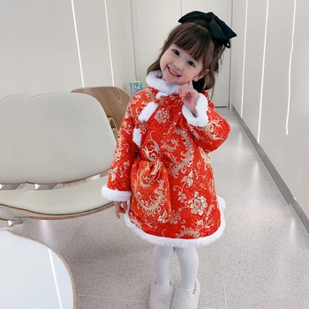 8 Цвята Китайското традиционната рокля Ханфу за момичета с флорални принтом Чонсам за деца Костюм Тан Китайската Нова година Памучен принцеса