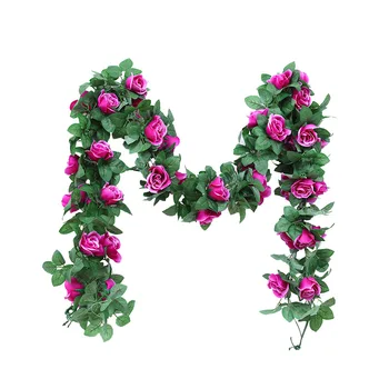 9 Глави Изкуствени Цветя, Розови лозя Фалшив Цвете За стая Начало Декор за парти в градината За Сватбена украса Изкуствена лозови Листа