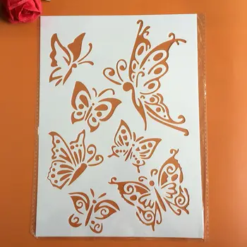 A4 29 * 21 см Животно пеперуда САМ Шаблони Стенни Живопис Албум за албуми за Оцветяване Албум за релеф на Декоративни Шаблон за хартиена картичка