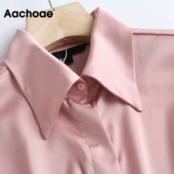 Aachoae За жени отложной яка Офис Женска риза с дълъг ръкав Елегантна Ежедневна блуза от 2021 Дамски шик блузи Camisas De Mujer