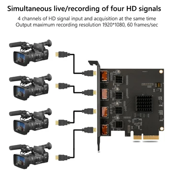 ACASIS 4-канален HDMI-съвместими PCI-E Карта заснемане на видео 1080P 20 Gb/с OBS Адаптер за стрийминг с поддръжка на Wi-Fi