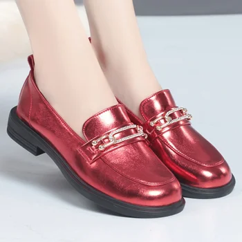 AIYUQI мокасини Дамски обувки от естествена кожа 2022 г. Пролетно Нова дамски обувки големи размери, ежедневни блестяща дамски обувки