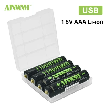 AJNWNM 1,5 ААА USB Зарядни Батерии 1100 МВтч 1,5 литиеви батерии AAA за играчки с дистанционно управление на светкавици камера с USB