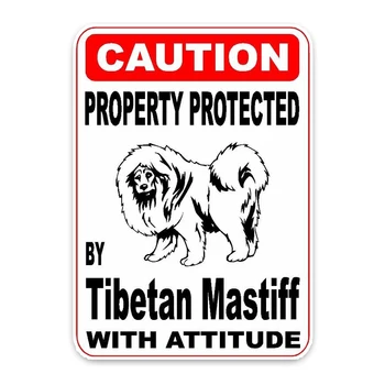 Aliauto Креативна Модна Автомобили Стикер Собственост е Защитена Тибетски Мастифом Куче Водоустойчив Стикер Аксесоари от PVC,10 см.*14 см