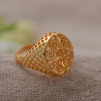 Annayoyo Модно Эфиопское Златен пръстен за жени/момичета Златен Цвят, Очарователни декорации за партита, Африкански арабски изделия