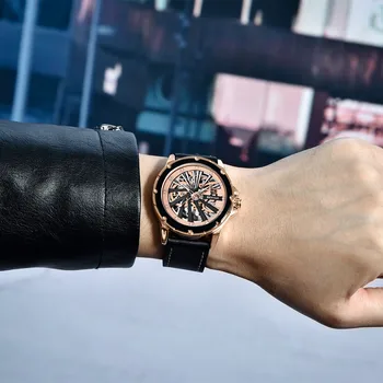BENYAR 2021 Нов Скелет Циферблат Механичен Автоматичен часовник за мъже Модерни Ежедневни водоустойчив мъжки часовник от естествена кожа, Часовници за мъже+кутия