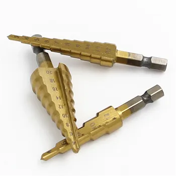 BINOAX 3 бр./компл. HSS с титанов щанга с покритие Стъпално бормашина за пробиване в метал и дърво Електроинструменти