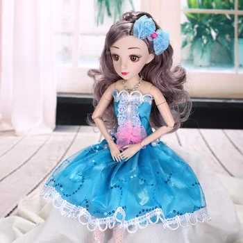 BJD Vinyl Кукла Барби Принцеса се Преструва Играчки 12 Подвижни стави Дантелено рокля Моделиране Красавица Момиче Игри Къща Комплект кутии за Коледен подарък