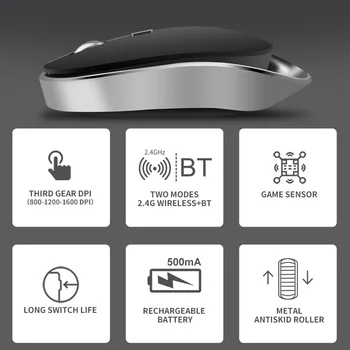 BM800 Безжична Bluetooth-Съвместима Мишка 5.1 BT+2.4 G Двухрежимный Частен Режим, Изключване на Звука И заглушаване на Зареждане Мишка За Лаптоп