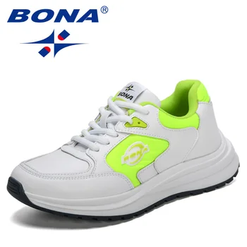 BONA 2021 Нови дизайнери, Модни маратонки Дамски Ежедневни вулканизированная обувки Дамски дишаща лека удобна мека обувки на плоска подметка