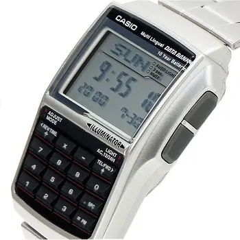 Casio Ретро Банка Данни Часовници за Мъже от Стомана Кабел Реколта Цифров Модел на Casio DBC-32D-1ADF Ръчен Часовник Сребристо-Сив Осветител
