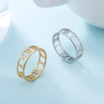 Cazador Кухи Пръстени с римски цифри за жени, Класически Пръстени от неръждаема Стомана Златист цвят Пръстен на пръста 2022 Тенденция бижута Подарък за годишнината