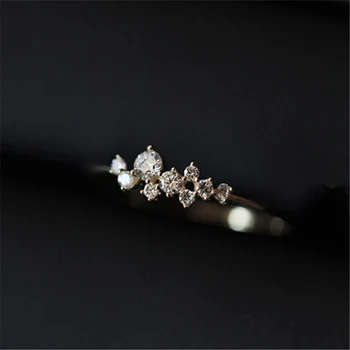CCFJOYAS 925 сребро Нередовни Циркон Фин пръстен За жени Лесни в корейски стил Сватбена халка Модни бижута Подарък