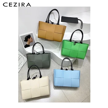 CEZIRA Модерен тъкани Дизайн Холщовая чанта за жените Прости чанти с горната дръжка Дамски Ежедневни Голяма чанта на рамо с чантата с цип