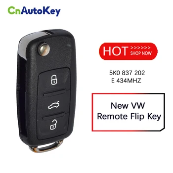 CN001035 FCC 5K0 837 202 E Вторичен пазар, За Новия VW Дистанционно Флип-Ключ С 3 Бутона 434 Mhz ID48