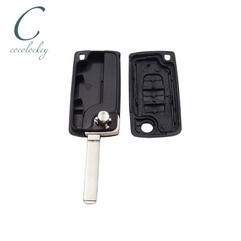 Cocolockey 3 Бутона Flip Дистанционно Управление, Ключ опаковки за Citroen C3 C4 C5 C6 Пикасо за Peugeot 107 207 307 308 407 408 HU83 CE0536