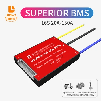 DALY BMS 16S BMS 48 за 3.2 В Lifepo4 Батерии От 20A до 50A за 18650 литиево-йонна батерия Lifepo4 51,2 В с Отделен Баланс Пристанища