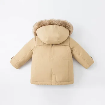 DB19020 Дейв Бела зимна детска унисекс мода однотонное пуховое палто с качулка за деца на 90% бял утиный пух с подплата за момичета и момчета яке