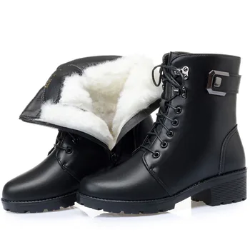 DORATASIA Голям Размер 35-43 Нови дамски зимни топли вълнени кожени зимни обувки Модерен ботильоны от естествена кожа, Дамски офис Дамски обувки