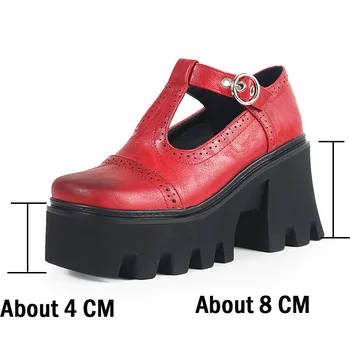 DORATASIA Голям Размер 43 Дамски обувки на платформа с основни ключалката на високи токчета в стил пънк Готически Ежедневни качествени обувки-лодка Дамски обувки-лодка