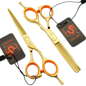 DRGSKL златни фризьорски ножици за коса от високо качество, многоцветни 5,5-инчови професионални фризьорски ножици за подстригване на коса ножица за подстригване на коса