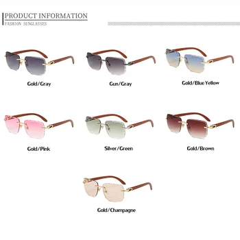 Emosnia Модерни правоъгълни слънчеви очила без рамки За мъже Дърво 2022 Новата Луксозна марка Дизайнер на Модни Класически врати без рамки Слънчеви очила с UV400