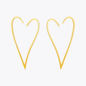 Enfashion Бижута Геометрични Обеци с голямо сърце Златен цвят От неръждаема стомана Дълги Обеци-капки За Жени Обеци EB171037
