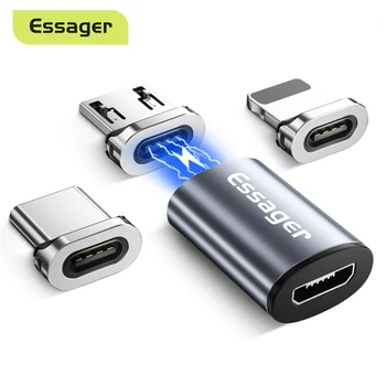 Essager USB Тип C Магнитен Адаптер За iPhone Samsung USB C Женски Към Micro USB Мъжки Магнит USB-C Тип-C Конектор от Датчиците