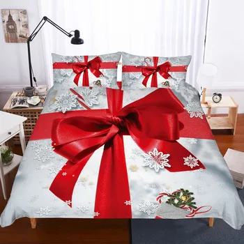 Fanaijia Коледен комплект постелки за деца-близнаци за момичета Чаршаф с калъфка Комплект спално бельо Детски Коледни подаръци