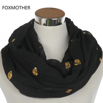 FOXMOTHER Нов Европейски Дизайн Черно, Лилаво Червен Блясък Метална Златна фолио Шалове за ръгби Шал Фулар Pashmina За жени подаръци