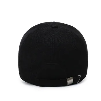 FS 2021 Модни вельветовая зимна шапка-ушанка Сиво-кафява бейзболна шапка на райета за мъже На открито и Топло за защита на ушите Дамски шапки