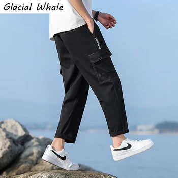 GlacialWhale Мъжки Спортни панталони, Мъжка Мода Нов 2021 Широки Пътеки Хип-хоп Японска Градинска облекло Черни панталони Зреещи За мъже