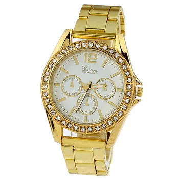 Gnova Платинена Мода Голям Циферблат Crytal Кварцов мъжки часовник с цифри Златни Аналогови Метални Мъжки Часовник Relogio A743