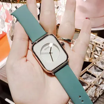 GUOU Силикон топ-каишка Квадратни дамски модни часовници с конфетным циферблат без скала Часовници за жени Ръчен Луксозни дамски кварцов часовник Презрамки