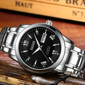 HAIQIN Мъжки часовници Най-добрата Марка на Луксозни Автоматични Механични Часовници Мъжки Напълно Стоманени Бизнес Водоустойчив спортен часовник Relogio Masculino