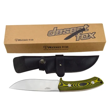 HARNDS Desert Fox Нож с фиксирано острие 9Cr18Mov Стоманен Нож Открит Къмпинг Тактическа Лов G10 Дръжка Кожени Сабя HK5006 Инструменти
