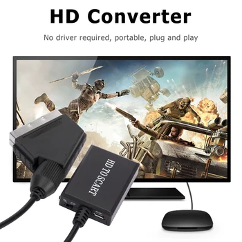 HD 1080P HDMI Вход На Изход SCART Аудио Конвертор на Видео Адаптер За HDTV DVD За Sky Box STB Щепсела и да Играе Кабели dc