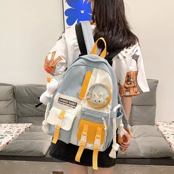 HOCODO Kawaii Женски Водоустойчива раница с много джобове, Училищна чанта с Голям Капацитет Пътна чанта Дамски анти-кражба на чанта за лаптоп за един студент
