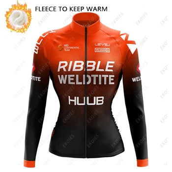 HUUB За жени Фланелка с дълъг ръкав за Зимна термална руното Пътен велосипед МТВ Колоездене колоездене Топ Джърси Велосипедна облекло Ropa Ciclismo