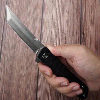 HWZBBEN Сгъваем Нож Открит Къмпинг Тактически Ловен Нож за оцеляване D2 Острието G10 Дръжка Tanto Мультитул Спасителни Джобни ножчета
