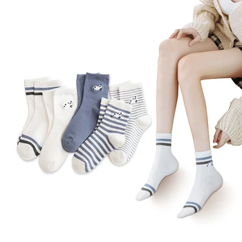Insime 3 чифта/комплект Дамски чорапи с летяща Пандой Памук Цветни Чорапи с животни За жени в ивицата Размер 36-40