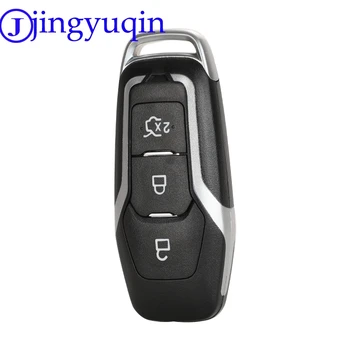 Jingyuqin Калъф за ключове на Ключодържател за Ford Mondeo 2.0 T Kuga Mustang Edge Автомобилен Ключ за подреждане 3 Бутона Сребърна Лента Замени