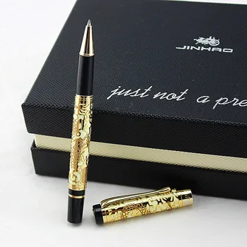 Jinhao 5000 метална писалка-rollerball с много черен дресинг Благоприятна Дръжка за рязане на Дракон, Благородно Сребро, Офис и ученически пособия