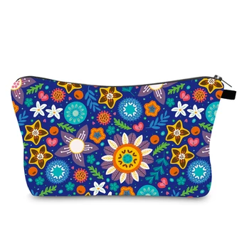 Jomtokoy Водоустойчиви козметични чанти за жени пътуват Слънцето цвете на шаблон на печат сладък грим чанта