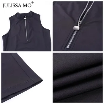 JULISSA MO Без ръкави с цип за Дамски секси лятна рокля с отворен гръб Дебнещ мини рокля Черно Ежедневното изискан клуб, рокли за партита Vestidos