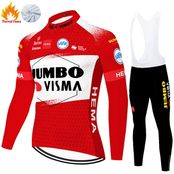 JUMBO VISMA 2022 Зимна термална руното яке с качулка Roupa Ciclismo Masculino Ropa Ciclismo Hombre За каране на велосипед