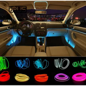 JURUS 5 Метра Вътрешно Осветление на Автомобила Led Светлини За Автомобил Гъвкав El Въжето на Неоновата Тръба Линия 10 Цвята 12 Инвертор Безплатна Доставка